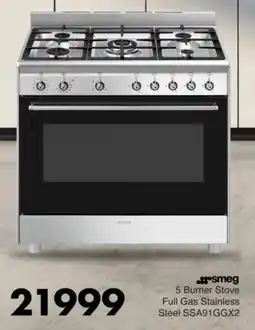 Save Hyper Smeg 5 Burner Stove Full Gas Stainless Steel offer