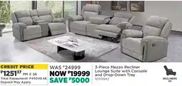 House & Home Mezzo Recliner Lounge Suite with Console and Drop-Down Tray offer