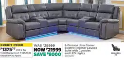 House & Home 2-Division Uma Corner Electric Recliner Lounge Suite with Consoles and LED Lights offer