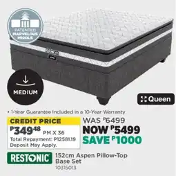 House & Home Restonic 152cm Aspen Pillow-Top Base Set offer