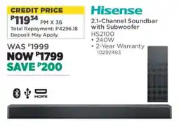 House & Home Hisense 2.1-Channel Soundbar with Subwoofer offer