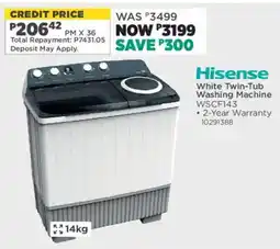 House & Home Hisense White Twin-Tub Washing Machine offer