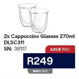 Hirsch's DeLonghi Cappuccino Glasses offer