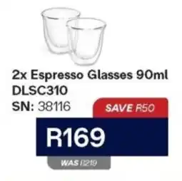 Hirsch's DeLonghi Espresso Glasses offer