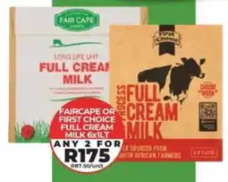 1UP Faircape or first choice full cream milk offer