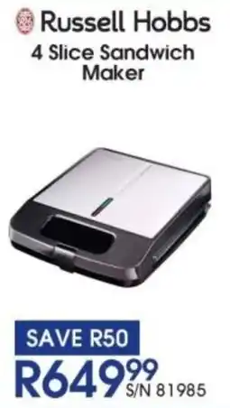 Hirsch's Russell Hobbs 4 Slice Sandwich Maker offer