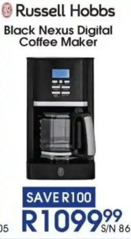 Hirsch's Russell Hobbs Black Nexus Digital Coffee Maker offer