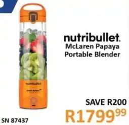 Hirsch's Nutribullet McLaren Papaya Portable Blender offer