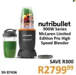 Hirsch's Nutribullet 900W Series McLaren Limited Edition Pro High Speed Blender offer