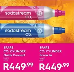 Hirsch's Sodastream spare co2 cylinder quick connect or screw in offer