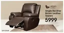 Hirsch's Calgan Recliners Single Recliner Brown Leather Uppers offer