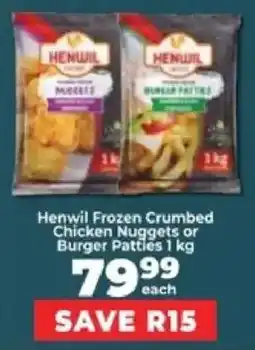 Food Lover's Market Henwil Frozen Crumbed Chicken Nuggets or Burger Patties offer