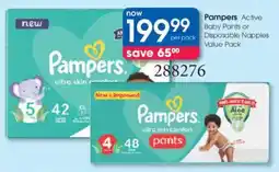 Clicks Pampers Active Baby Pants or Disposable Nappies Value Pack offer