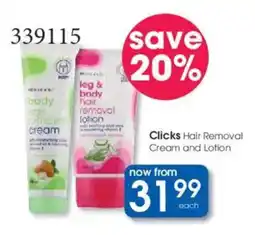 Clicks Clicks Hair Removal Cream and Lotion offer