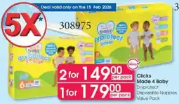 Clicks Clicks Made 4 Baby Dryprotect Disposable Nappies Value Pack offer