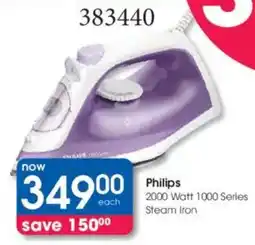 Clicks Philips 2000 Watt 1000 Series Steam Iron offer