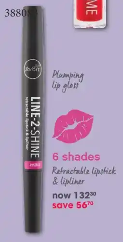 Clicks Sorbet Line-2-Shine Retractable lipstick & lipliner offer