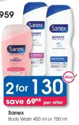 Clicks Sanex Body Wash offer