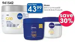 Clicks Nivea Q10 or Luminous630 Hand & Body Products offer