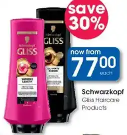 Clicks Schwarzkopf Gliss Haircare Products offer