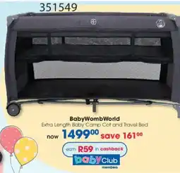 Clicks BabyWombWorld Extra Length Baby Camp Cot and Travel Bed offer