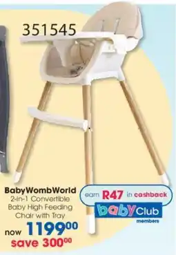 Clicks Baby WombWorld 2-in-1 Convertible Baby High Feeding Chair with Tray offer