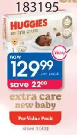 Clicks Huggies extra care new baby value pack offer