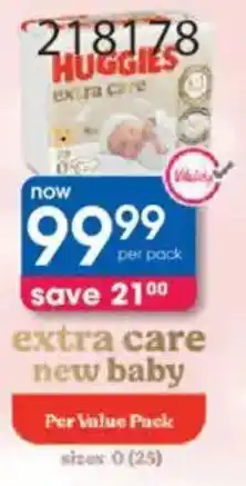 Clicks Huggies extra care new baby value pack offer
