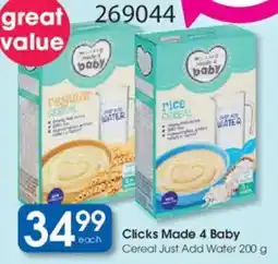 Clicks Clicks Made 4 Baby Cereal Just Add Water offer
