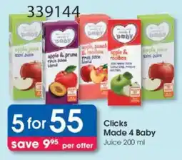 Clicks Clicks Made 4 Baby Juice offer