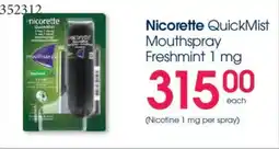 Clicks Nicorette QuickMist Mouthspray Freshmint offer