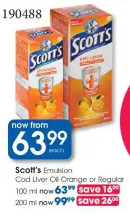 Clicks Scott's Emulsion Cod Liver Oil Orange or Regular offer