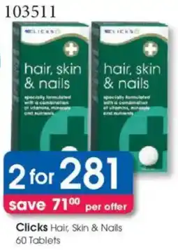 Clicks Clicks Hair, Skin & Nails Tablets offer