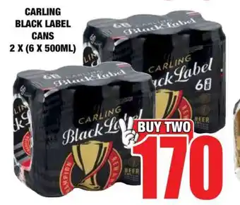 Boxer CARLING BLACK LABEL CANS 2 X (6 X 500ML) offer