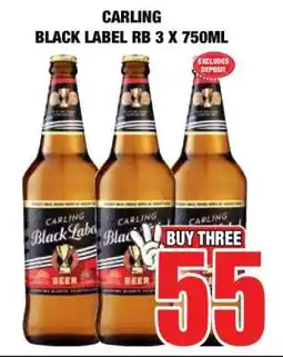 Boxer CARLING Black Label RB 3 x 750ml offer