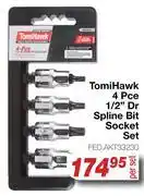 AutoZone Tomi Hawk 4 Pce 1/2 Dr Spline Bit Socket Set FED.AKT33230-Per Set offer