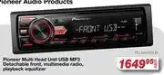 AutoZone Pioneer Multi Head Unit USB MP3 Detachable Front,Multimedia Radio,Playback Equalizer PIO.MVH85UB offer
