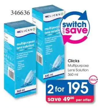 Clicks Clicks Multipurpose Lens Solution offer