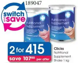 Clicks Clicks Nutritional Supplement Shake offer