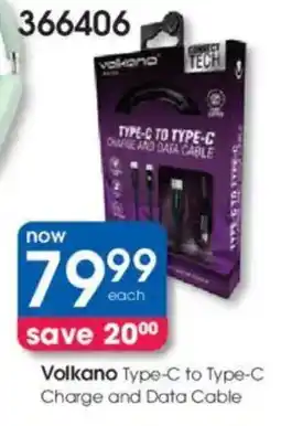 Clicks Volkano Type-C to Type-C Charge and Data Cable offer