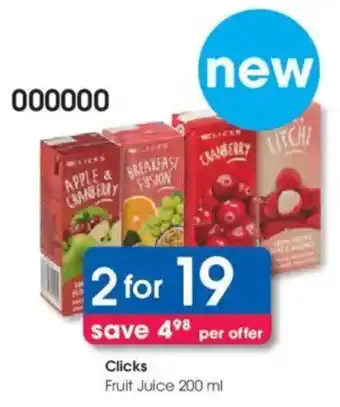 Clicks Clicks Fruit Juice offer