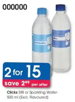 Clicks Clicks Still or Sparkling Water offer