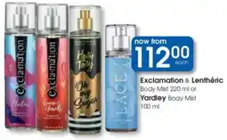 Clicks Exclamation & Lenthéric Body Mist or Yardley Body Mist offer