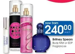 Clicks Britney Spears Body Mist or EDP Fragrances offer