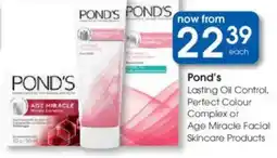 Clicks Pond's Lasting Oil Control, Perfect Colour Complex or Age Miracle Facial Skincare Products offer