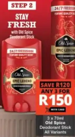 Checkers Old Spice Deodorant Stick All Variants offer