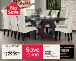 Bradlows Knight Table + Knight Chairs offer