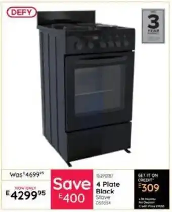 Bradlows Defy 4 Plate Black Stove offer