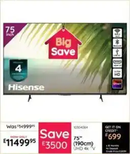 Bradlows Hisense 75" UHD 4k TV offer