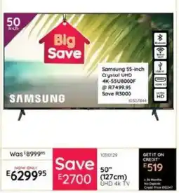 Bradlows Samsung 50" UHD 4k TV offer